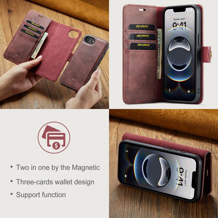 DG.MING detachable magnetic leather iPhone case product detail image