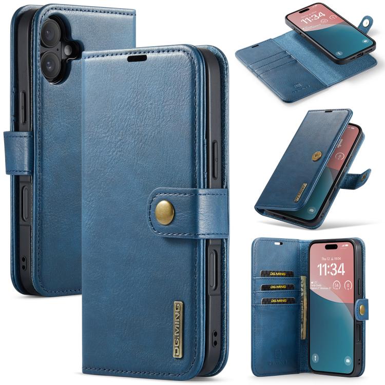 DG.MING detachable magnetic leather iPhone 17 case in blue