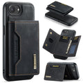 DG.MING M2 3-fold wallet iPhone case in black for iPhone 17e or 16e