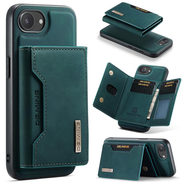 DG.MING M2 3-fold wallet iPhone case in green for iPhone 17e or 16e