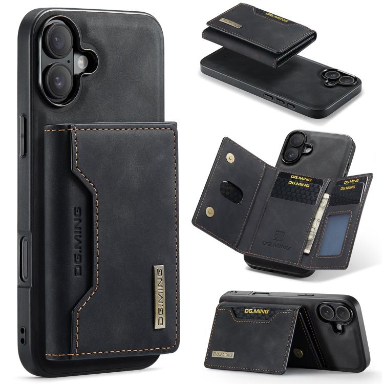 DG.MING M2 3-fold wallet iPhone case in black for iPhone 17