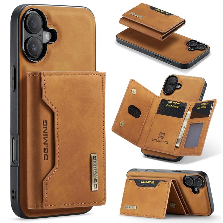 DG.MING M2 3-fold wallet iPhone case in brown for iPhone 17