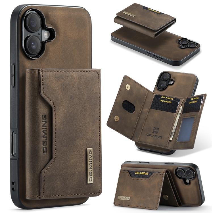 DG.MING M2 3-fold wallet iPhone case in coffee for iPhone 17