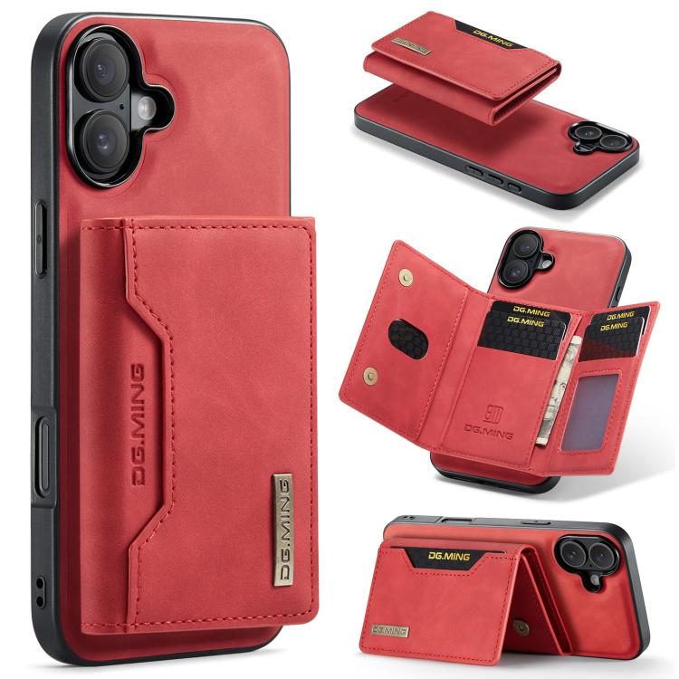 DG.MING M2 3-fold wallet iPhone case in red for iPhone 17