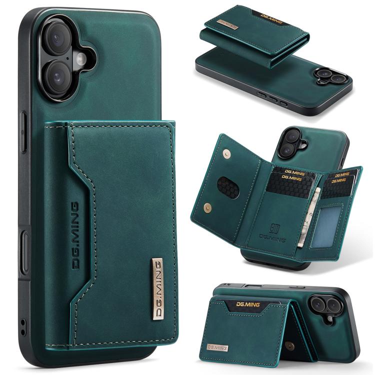 DG.MING M2 3-fold wallet iPhone case in green for iPhone 17