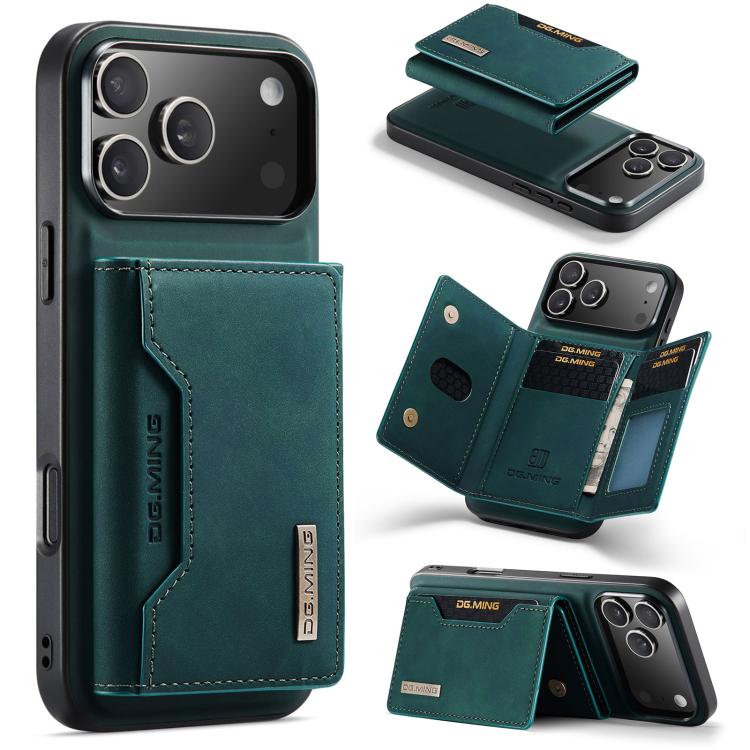 DG.MING M2 3-fold wallet iPhone case in green for iPhone 17 Pro