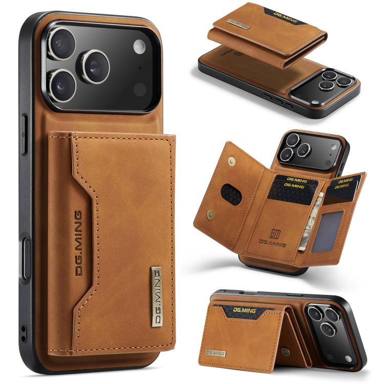 DG.MING M2 3-fold wallet iPhone case in brown for iPhone 17 Pro Max