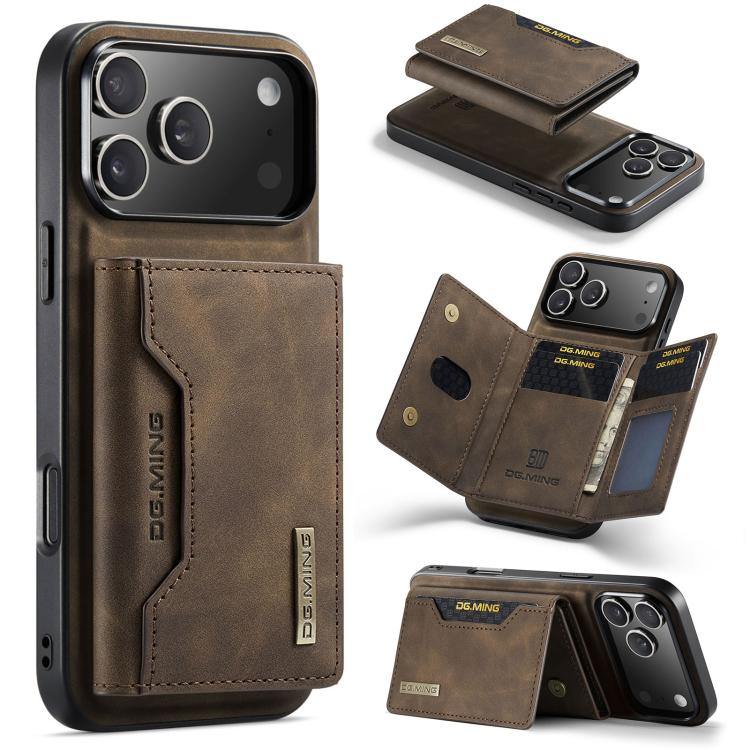 DG.MING M2 3-fold wallet iPhone case in coffee for iPhone 17 Pro Max