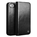 QIALINO Classic leather iPhone 16e and 17e case in black