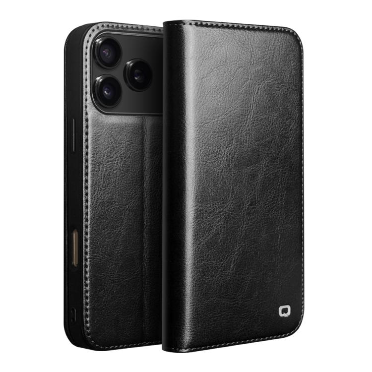QIALINO Classic leather iPhone 17 Pro case in black