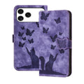 Mira Sales Butterfly Cat embossed flip iPhone 17 Pro wallet case in purple