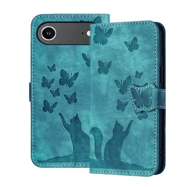 Wathet butterfly cat embossed flip iPhone Air wallet wrist strap case