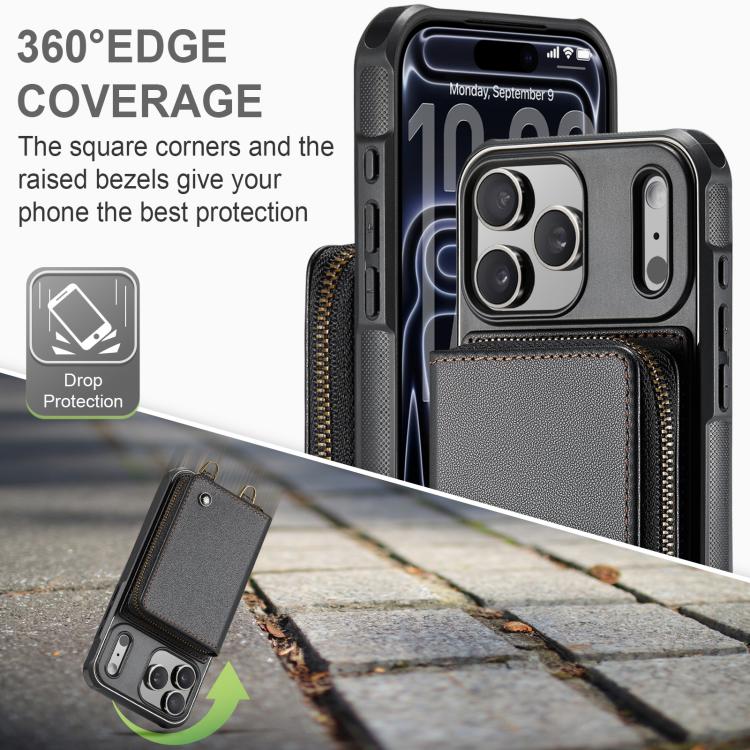 JEEHOOD C22 iPhone case detail showing zipper wallet storage