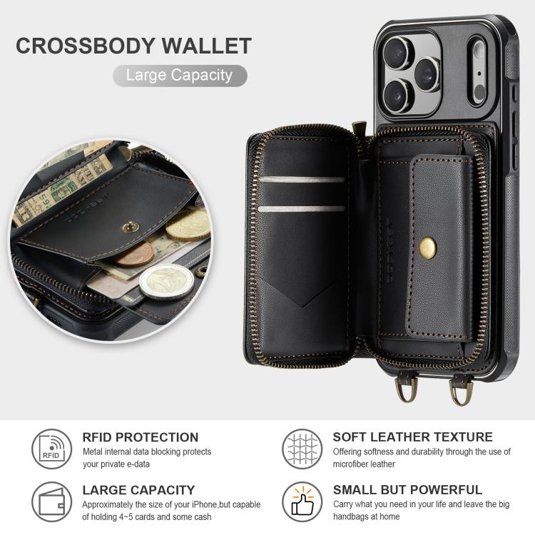 JEEHOOD C22 zipper wallet case detail showing soft TPU corner coverage