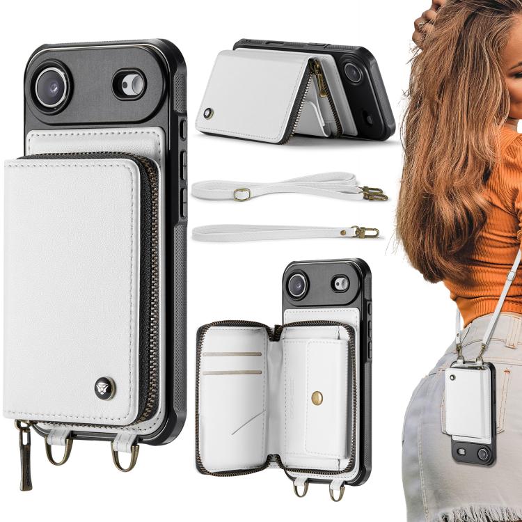 JEEHOOD C22 zipper wallet iPhone Air case in white