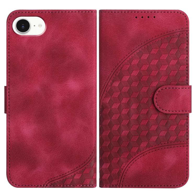YX0060 elephant embossed leather iPhone case in rose red for iPhone 17e or 16e