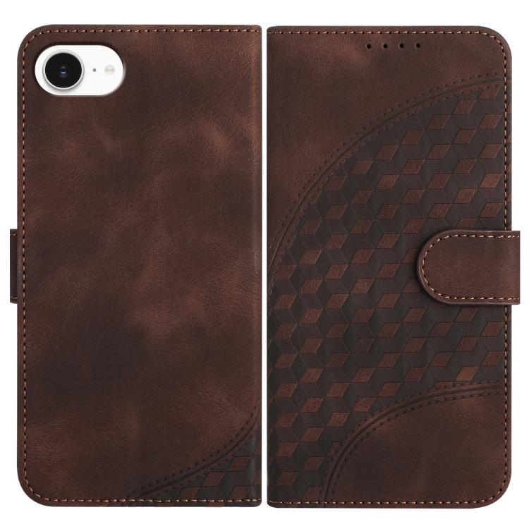 YX0060 elephant embossed leather iPhone case in coffee for iPhone 17e or 16e