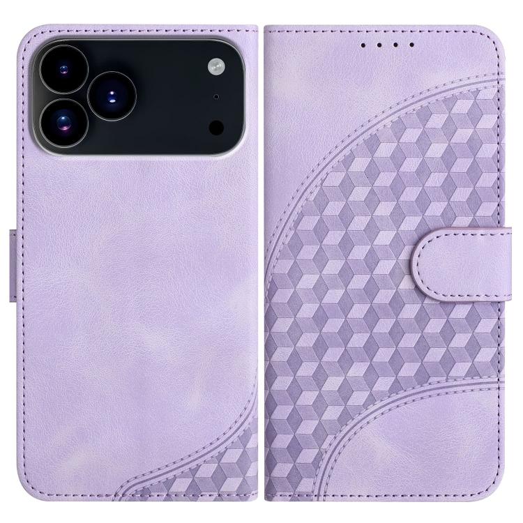 YX0060 elephant embossed leather iPhone case in light purple for iPhone 17 Pro Max