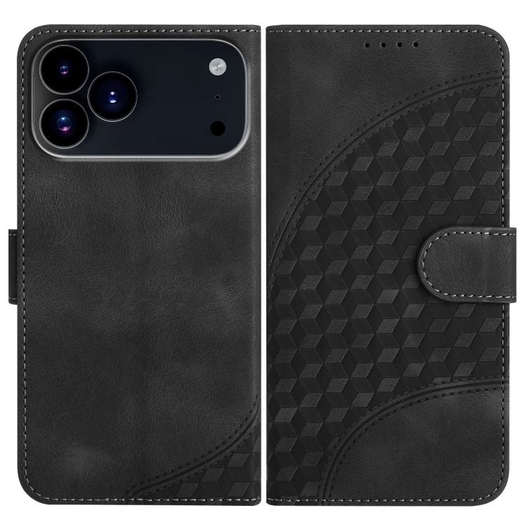 YX0060 elephant embossed leather iPhone case in black for iPhone 17 Pro Max