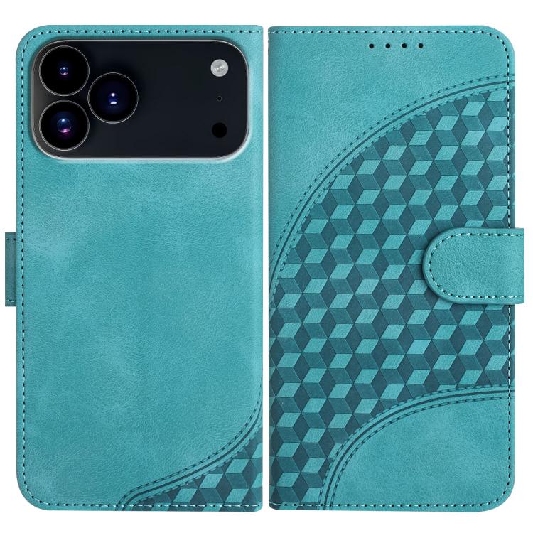 YX0060 elephant embossed leather iPhone case in light blue for iPhone 17 Pro Max