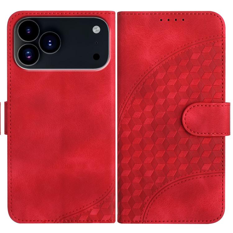 YX0060 elephant embossed leather iPhone case in red for iPhone 17 Pro