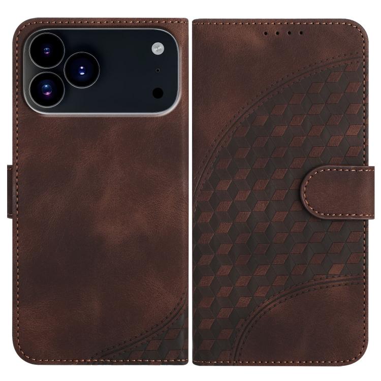 YX0060 elephant embossed leather iPhone case in coffee for iPhone 17 Pro