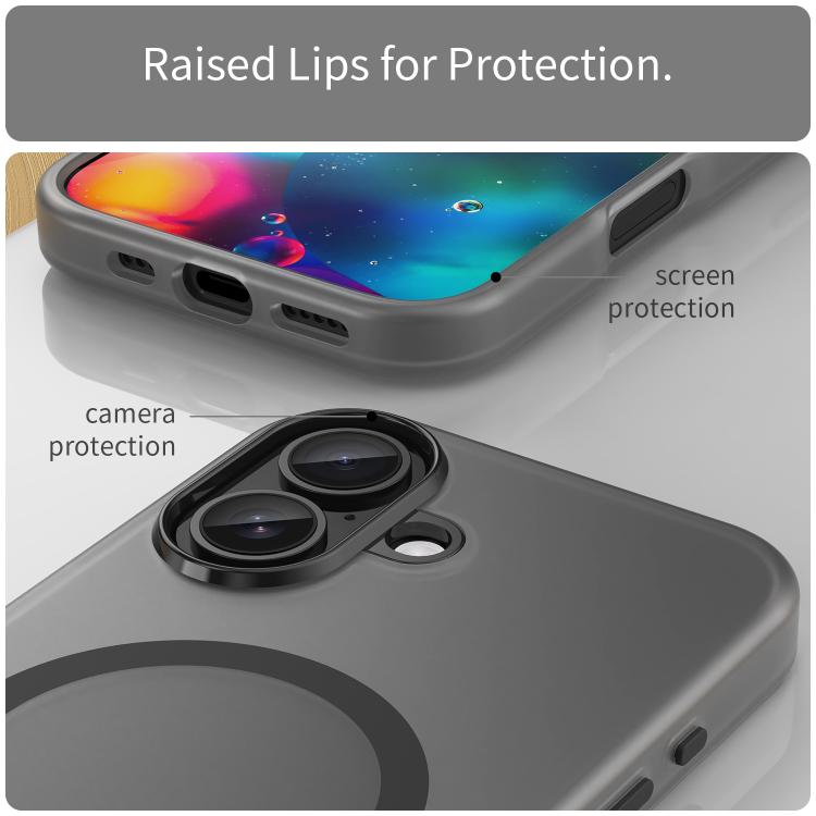 MagSafe frosted iPhone case with wireless charging ring detail