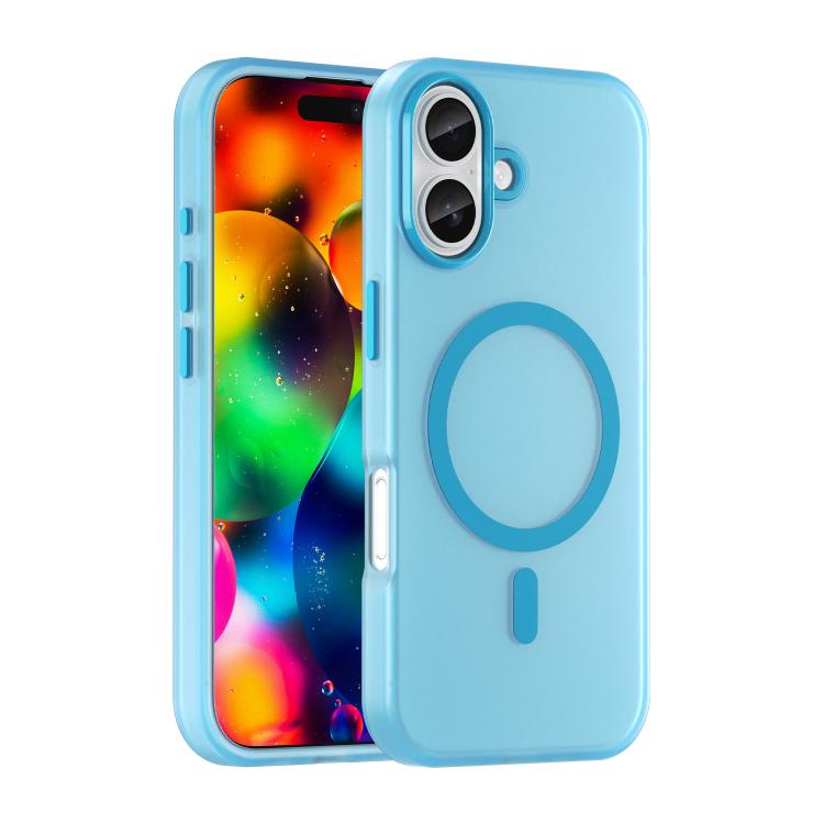 MagSafe frosted translucent iPhone case in blue for iPhone 17