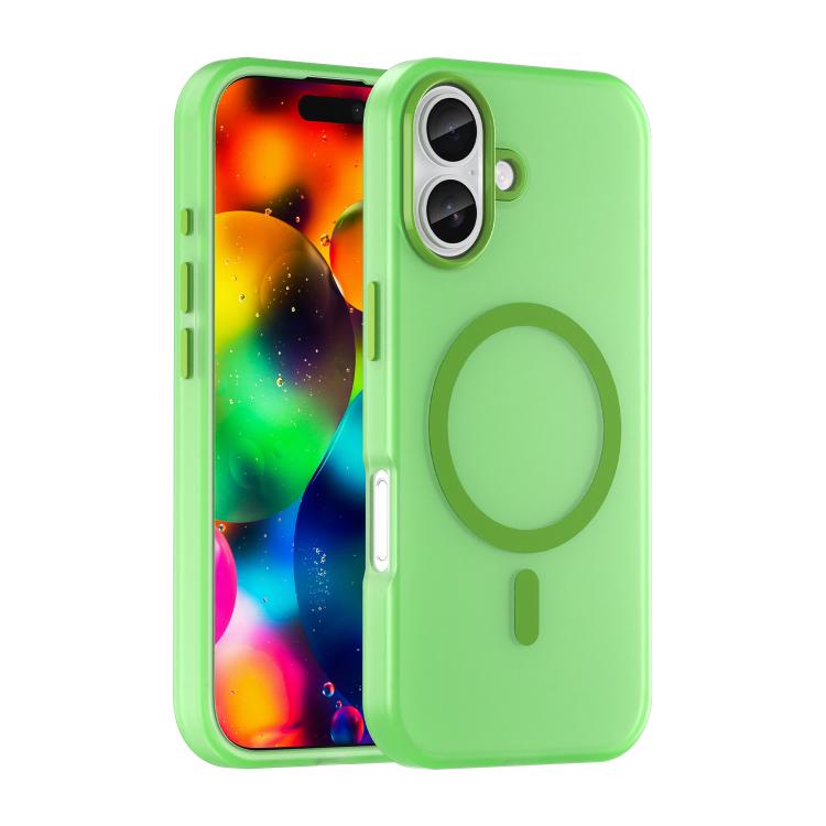 MagSafe frosted translucent iPhone case in green for iPhone 17