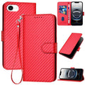 YX0070 carbon fibre leather iPhone case in red for iPhone 17e or 16e