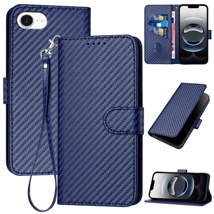 YX0070 carbon fibre leather iPhone case in royal blue for iPhone 17e or 16e