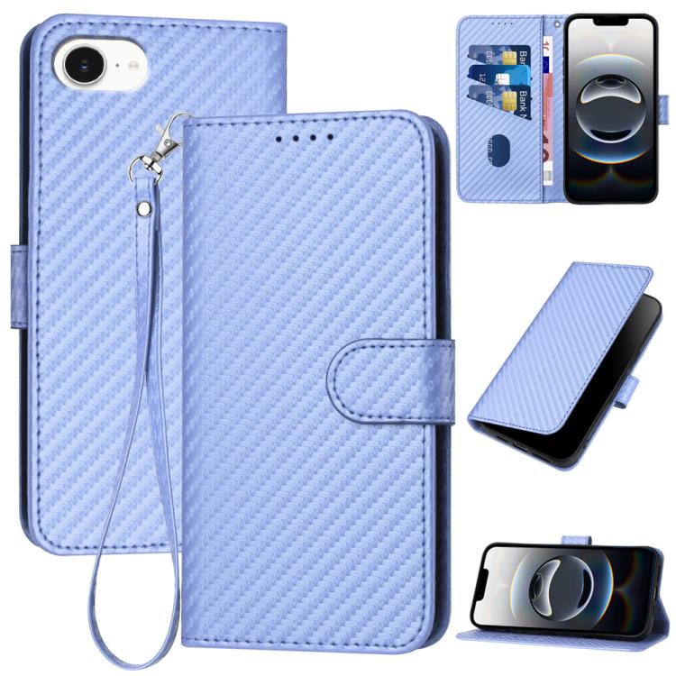YX0070 carbon fibre leather iPhone case in light purple for iPhone 17e or 16e