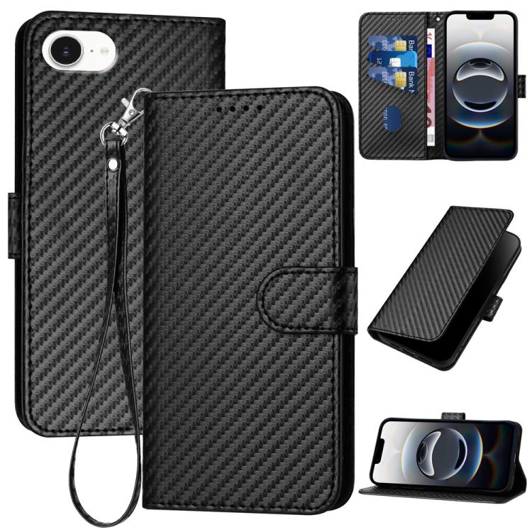 YX0070 carbon fibre leather iPhone case in black for iPhone 17e or 16e