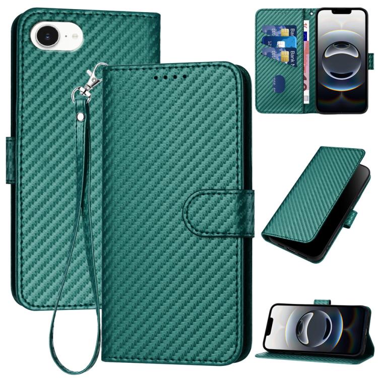YX0070 carbon fibre leather iPhone case in dark green for iPhone 17e or 16e