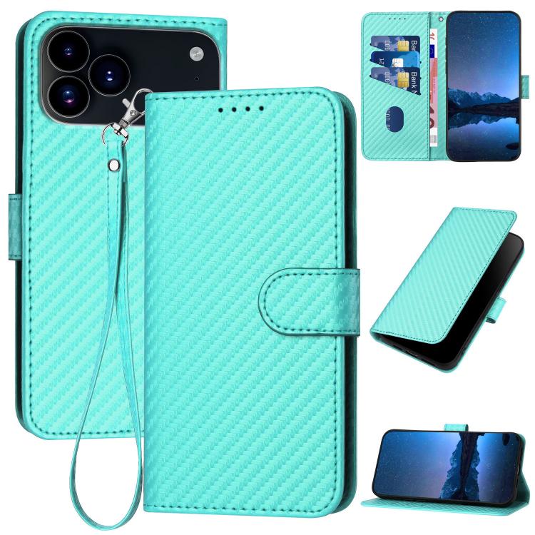 YX0070 carbon fibre leather iPhone case in light blue for iPhone 17 Pro Max