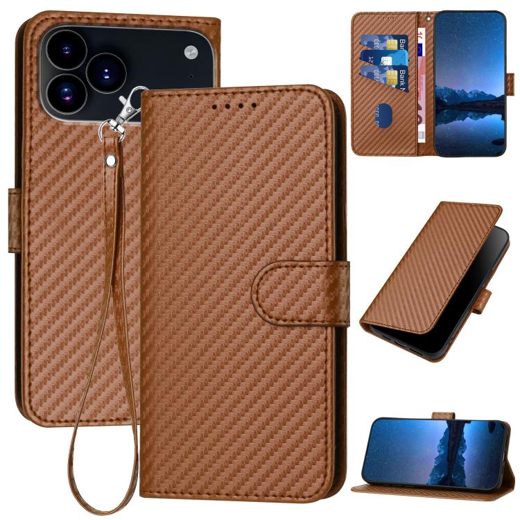YX0070 carbon fibre leather iPhone case in coffee for iPhone 17 Pro Max