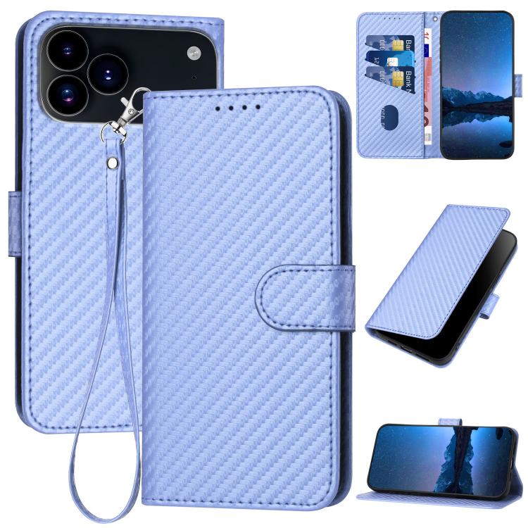 YX0070 carbon fibre leather iPhone case in light purple for iPhone 17 Pro Max