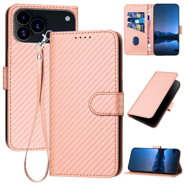 YX0070 carbon fibre leather iPhone case in pink for iPhone 17 Pro Max