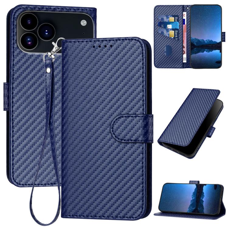 YX0070 carbon fibre leather iPhone case in royal blue for iPhone 17 Pro