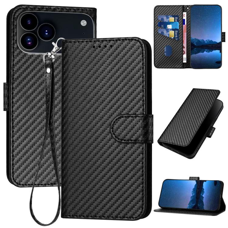 YX0070 carbon fibre leather iPhone case in black for iPhone 17 Pro