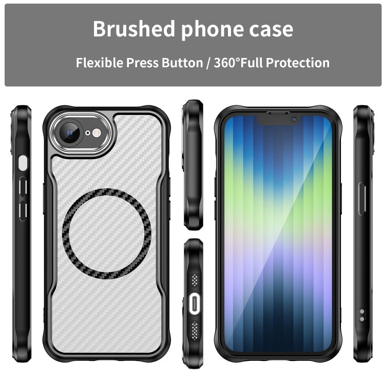 Carbon fibre MagSafe iPhone case with metal lens frame detail