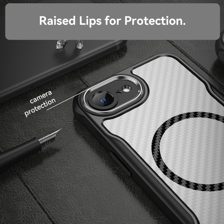 Carbon fibre MagSafe iPhone case with wireless charging ring detail