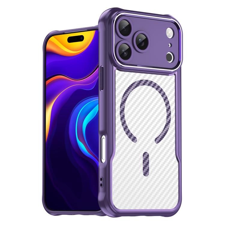 Carbon fibre MagSafe translucent iPhone case in purple for iPhone 17 Pro Max