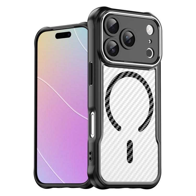Carbon fibre MagSafe translucent iPhone case in black for iPhone 17 Pro