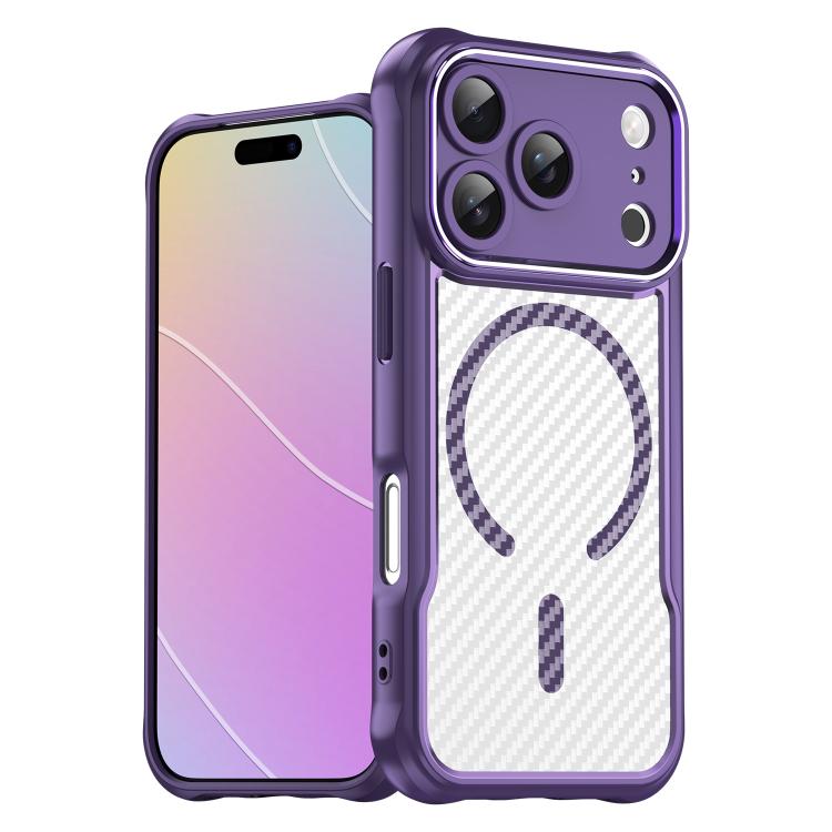 Carbon fibre MagSafe translucent iPhone case in purple for iPhone 17 Pro