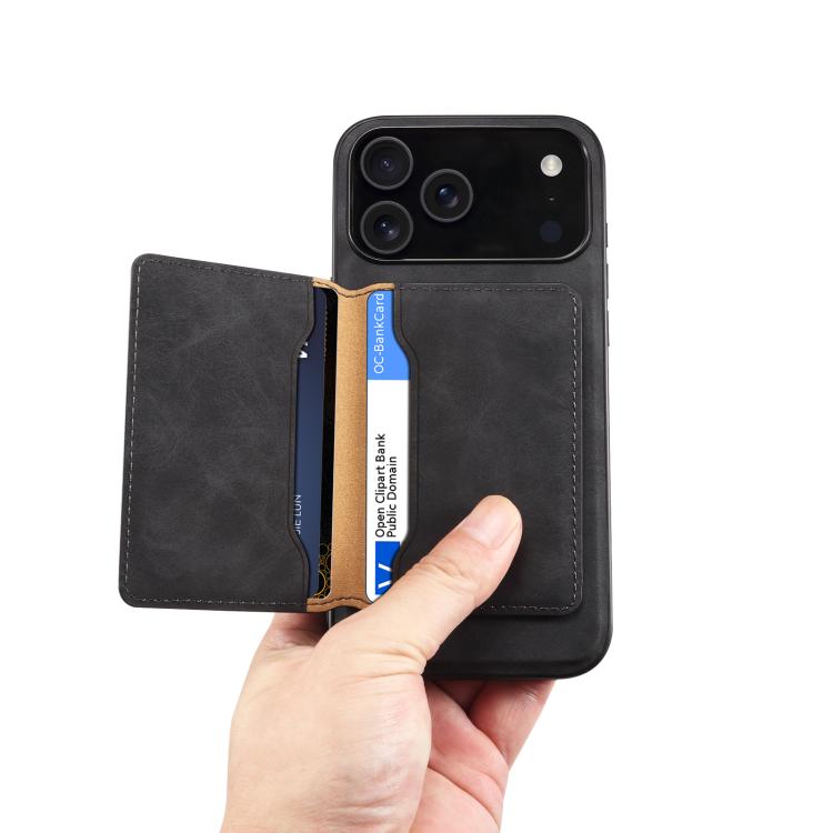 Denior D13 leather iPhone case detail showing stand function