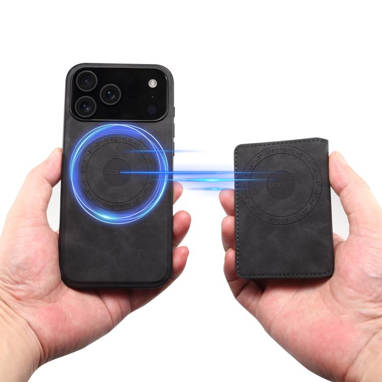 Denior D13 retro leather phone case detail showing button and port access