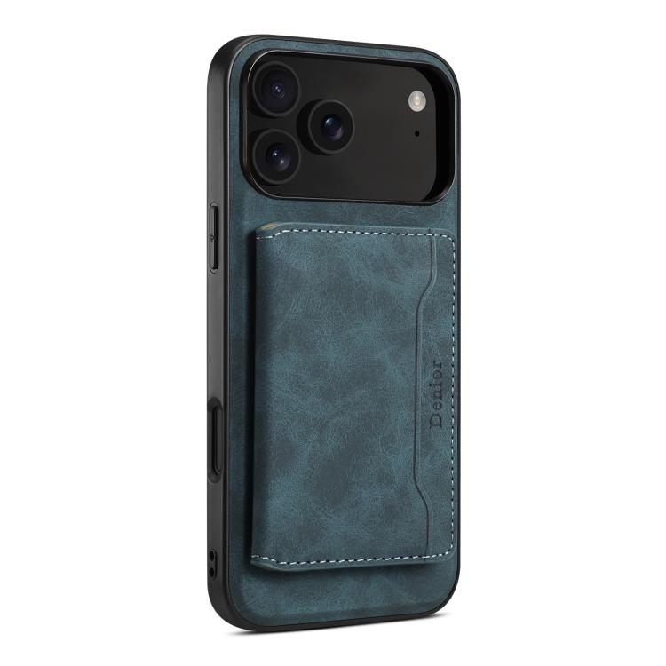 Denior D13 MagSafe leather iPhone 17 Pro case in blue