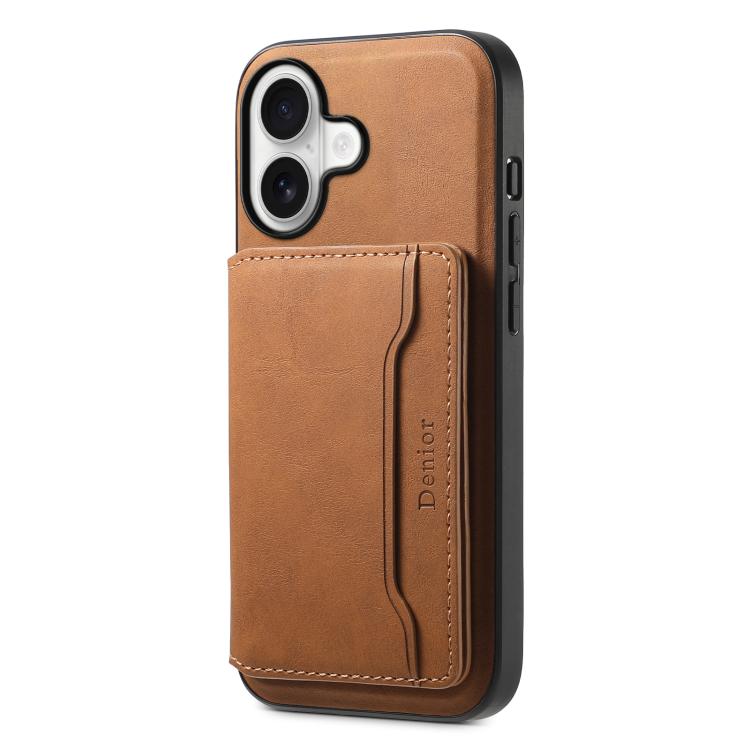 Denior D13 MagSafe leather iPhone 17 case in brown
