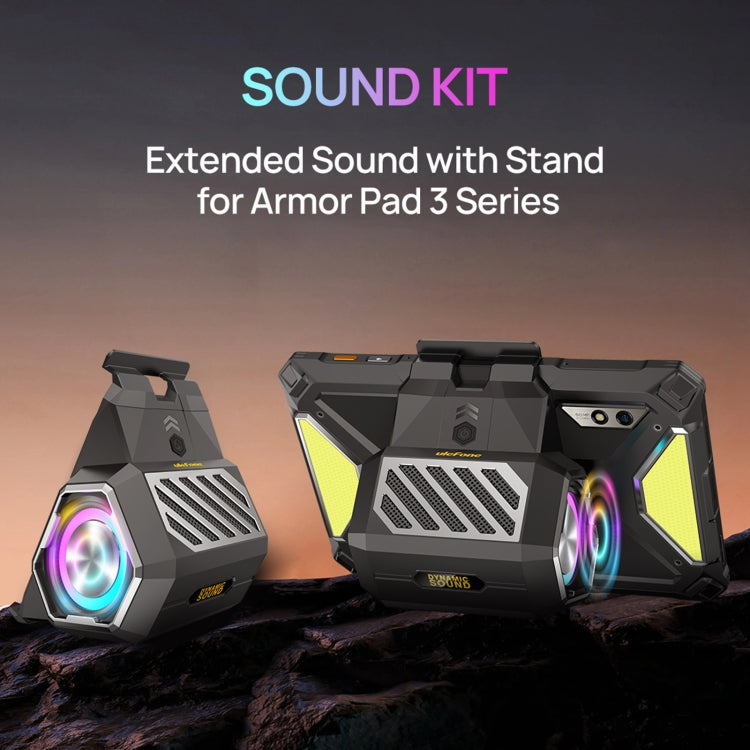 Ulefone Armor Pad 3 Pro speaker stand showing dual LED lights